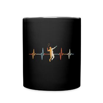 badminton heartbeat badminton sport - Full Colour Mug - black - Front