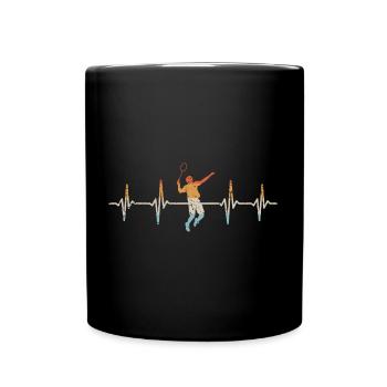 badminton heartbeat badminton sport - Full Colour Mug - black - Front