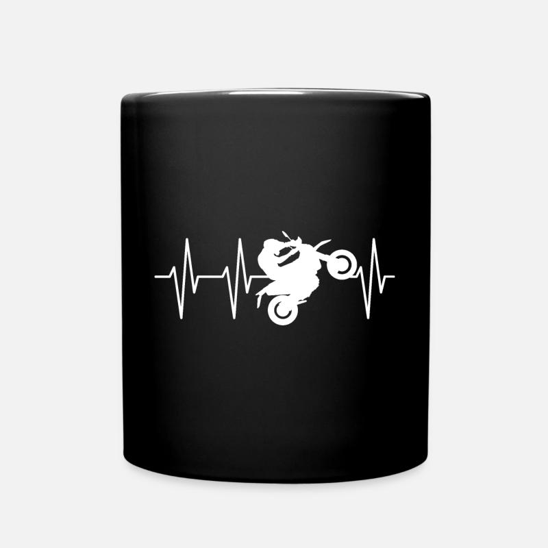 Motorrad Biker Symbol Wheelie icon Egk Herzschlag - Tasse einfarbig - Schwarz