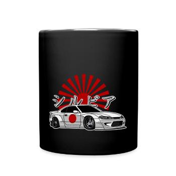 S15 Silvia Sonne Drift Legende JDM 90 Hieroglyphen - Tasse einfarbig - Schwarz - Vorne