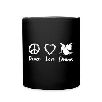 Peace Love Drums - Tasse einfarbig - Schwarz - Vorne