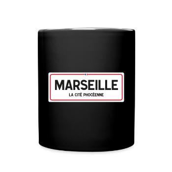 Ortsschild von Marseille - Tasse einfarbig - Schwarz - Vorne