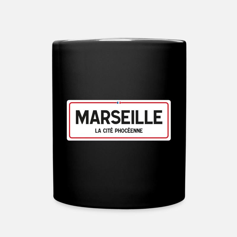 Panneau toponyme Marseille - Mug uni - noir