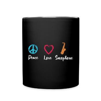 Saxophone Amour Paix - Mug uni - noir - Devant