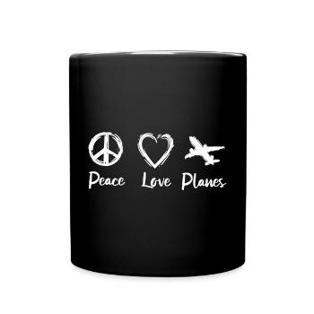 Peace Love Planes - Full Colour Mug - black - Front