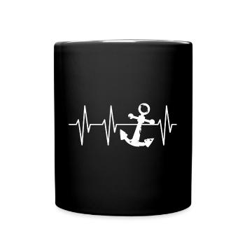 anchor pulse symbol sea ships captains - Full Colour Mug - black - Front