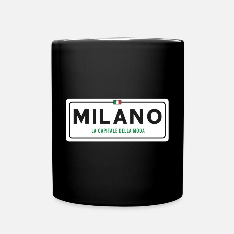 Ortsschild von Mailand - Tasse einfarbig - Schwarz