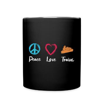 Peace Love Trains - Full Colour Mug - black - Front
