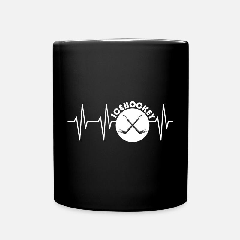 puls eishockey icehockey Herzschlag Schläger Puck - Tasse einfarbig - Schwarz