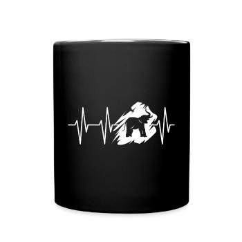 ice hockey pulse icon icehockey heartbeat icon - Full Colour Mug - black - Front