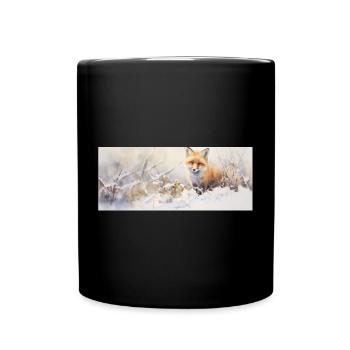Renard paysage neige - Mug uni - noir - Devant