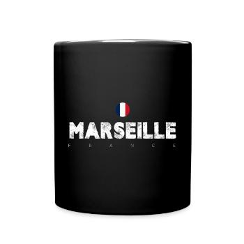 Marseille France Vintage Distressed Typography - Full Colour Mug - black - Front