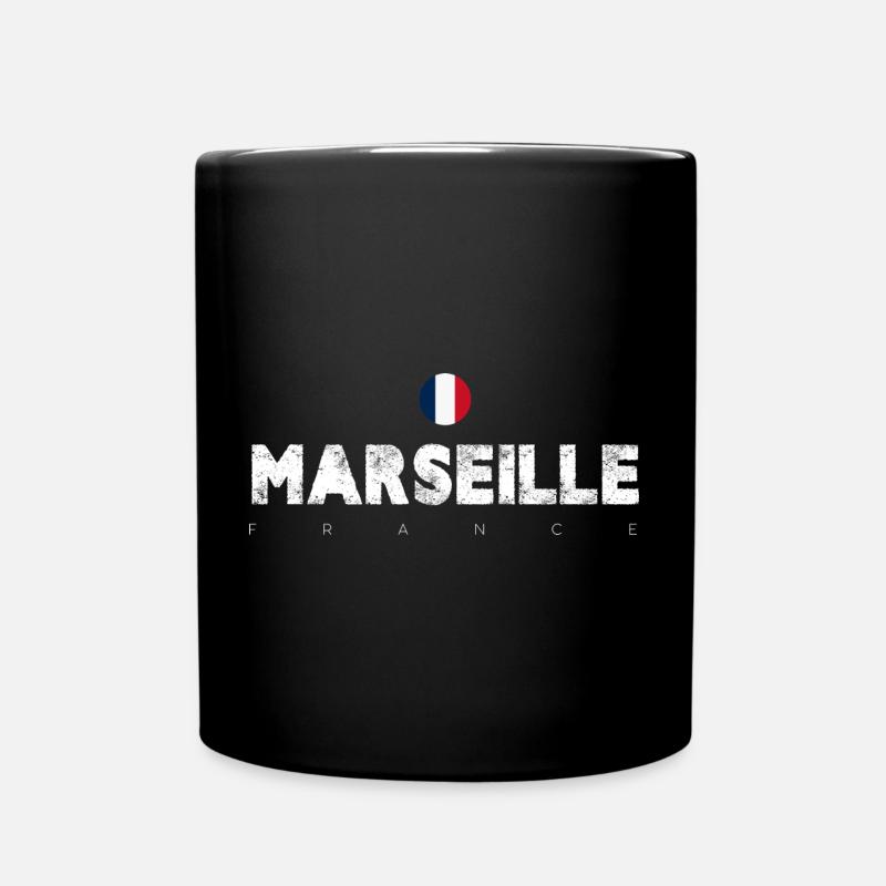 Marseille Frankreich Vintage Distressed Typografie - Tasse einfarbig - Schwarz