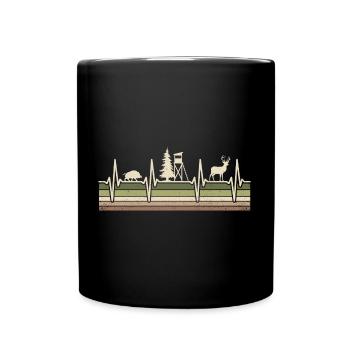Chasse, Heartbeat, Chasseur, Forestier, Permis de chasse, Red Deer - Mug uni - noir - Devant