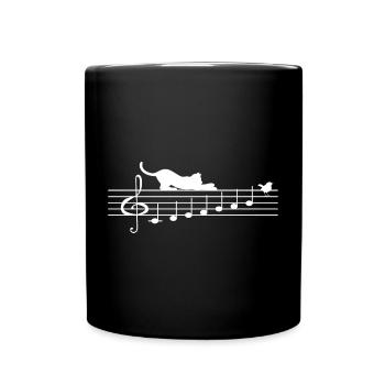 Black Cat T Shirt Funny Note Music Humor - Full Colour Mug - black - Front
