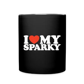 I love My Sparky Elektriker Herz Shirt - Tasse einfarbig - Schwarz - Vorne