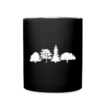Baum Eiche Birke Fichte Mischwald Symbol Logo icon - Tasse einfarbig - Schwarz - Vorne