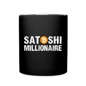 Satoshi Millionaire Cryptocurrency Bitcoin - Full Colour Mug - black - Front