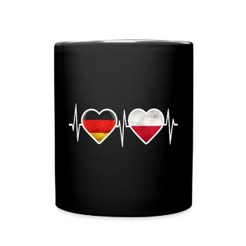 Allemagne Pologne Battement de cœur - Mug uni - noir - Devant