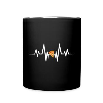 Battement de cœur de la pizza - Mug uni - noir - Devant