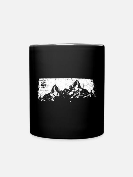 Schneegipfel-Silhouette - Tasse einfarbig - Schwarz