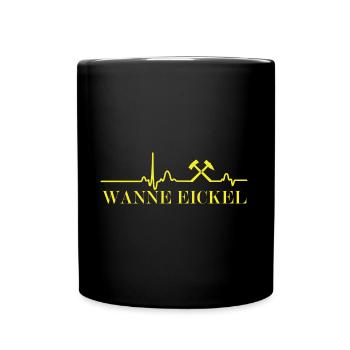 EKG Linie - Wanne Eickel mit Schlägel & Eisen - Tasse einfarbig - Schwarz - Vorne