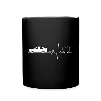 Herzschlag Auto Geschenk - Tasse einfarbig - Schwarz - Vorne