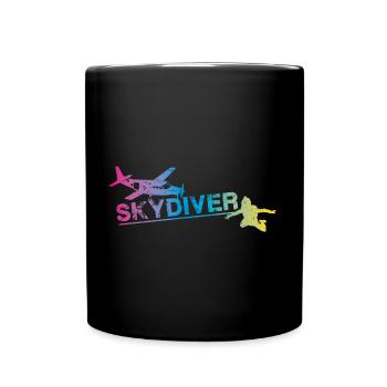 Skydiver Plane Fun Jump Colorful parachutist - Full Colour Mug - black - Front
