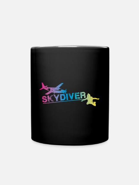 Skydiver Plane Fun Jump Bunt Fallschirmspringer - Tasse einfarbig - Schwarz