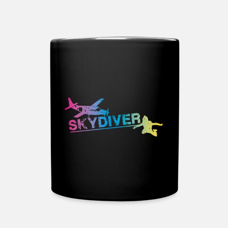 Skydiver Plane Fun Jump Bunt Fallschirmspringer - Tasse einfarbig - Schwarz