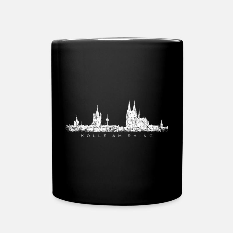 Kölle am Rhing Köln Kölner Skyline (Vintage Weiß) - Tasse einfarbig - Schwarz