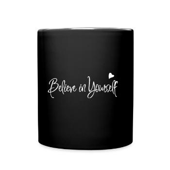 Believe in Yourself avec coeur - Mug uni - noir - Devant