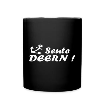 Seute Deern - plattdeutsch süßes Mädchen mit Anker - Tasse einfarbig - Schwarz - Vorne