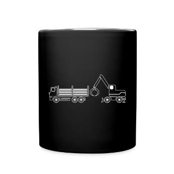 transport truck and excavator - Full Colour Mug - black - Front