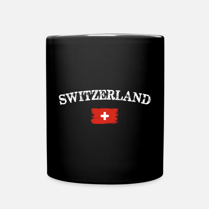 Schweizer Bürstenflaggenbogen - Tasse einfarbig - Schwarz