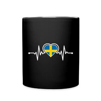 Drapeau de la Suède Coeur Heartbeat Design - Mug uni - noir - Devant