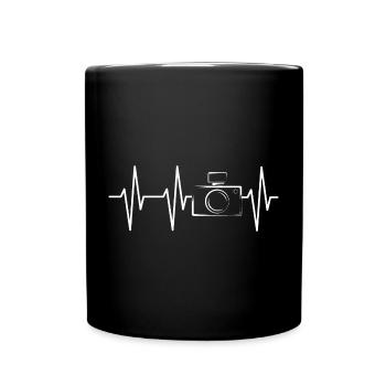 heartbeat herzschlag puls ekg foto photo camera - Tasse einfarbig - Schwarz - Vorne