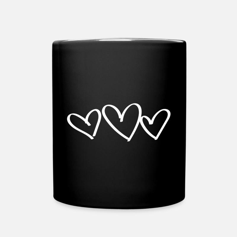 3 Herzen Liebe - Tasse einfarbig - Schwarz