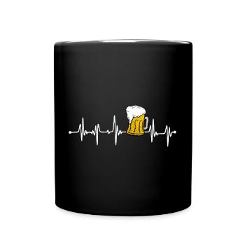 BIER - EKG - Herzschlag - Tasse einfarbig - Schwarz - Vorne