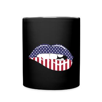 Lip Kiss USA Print - Full Colour Mug - black - Front