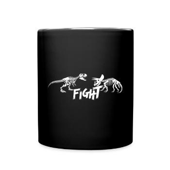 tyrannosaurus versus triceratops (white) - Full Colour Mug - black - Front