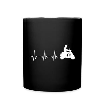 Roller Fahrer Roller Motorrad Herzschlag - Tasse einfarbig - Schwarz - Vorne