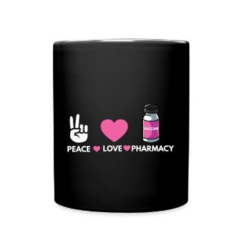 Peace Love Apotheker Apotheke Pharmazie PTA - Tasse einfarbig - Schwarz - Vorne