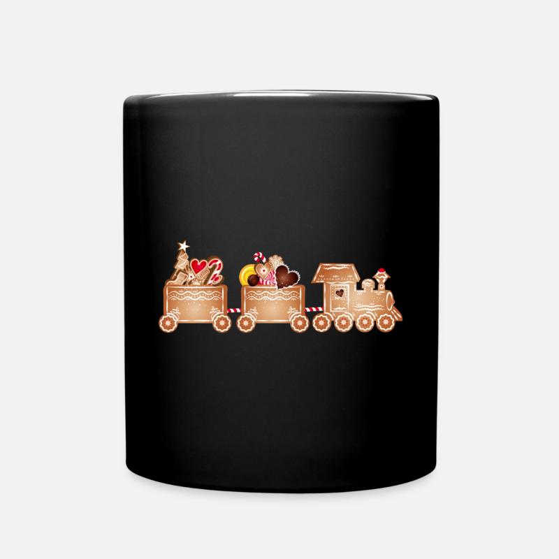 magical gingerbread railway for Christmas - Full Colour Mug - black