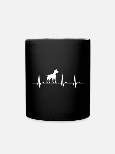Ridgeback Herzkurve - Puls Hund Hundefan Haustier - Tasse einfarbig - Schwarz