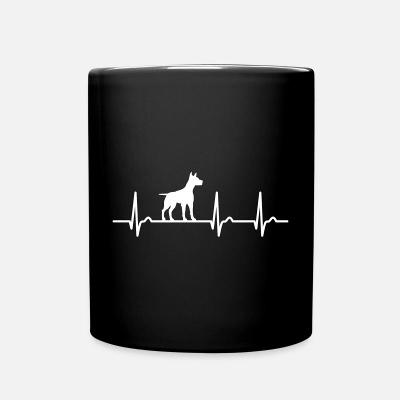 Ridgeback Herzkurve - Puls Hund Hundefan Haustier - Tasse einfarbig - Schwarz