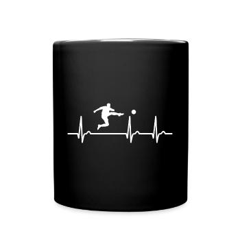 EKG Kurve - Herzkurve - Sport - Fußball Stürmer - Tasse einfarbig - Schwarz - Vorne