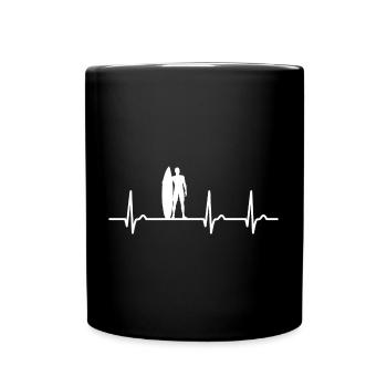 ECG curve - heart curve - pulse - surfing surfing - Full Colour Mug - black - Front