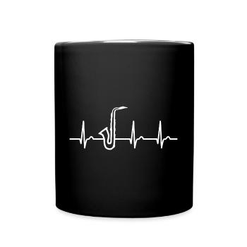 Courbe ECG - courbe cardiaque - pouls - musique - saxophone - Mug uni - noir - Devant