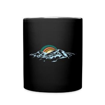Sunset over snowy peaks - Full Colour Mug - black - Front